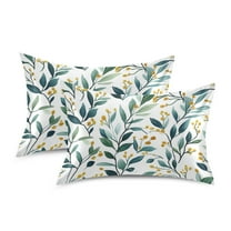 Yayeee Pillowcase King Size Set of 2 Satin Wrinkle Resistant Pillow Case, Darker Leafy Pattern