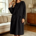 thumbnail image 5 of LEAVINGSUO Nightgowns for Women Plus Size Long Sleeve Pullover Winter Casual Nightgown long dress with plush fabric For Home Use Black S, 5 of 7