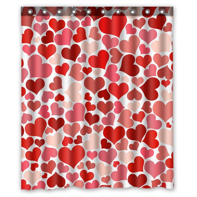 ABPHQTO Cortina de ducha de baño de San Valentín, anillos de ducha incluidos Cortina de ducha de poliéster impermeable 152x180 cm ABPHQTO QIUQIAN57-60x72