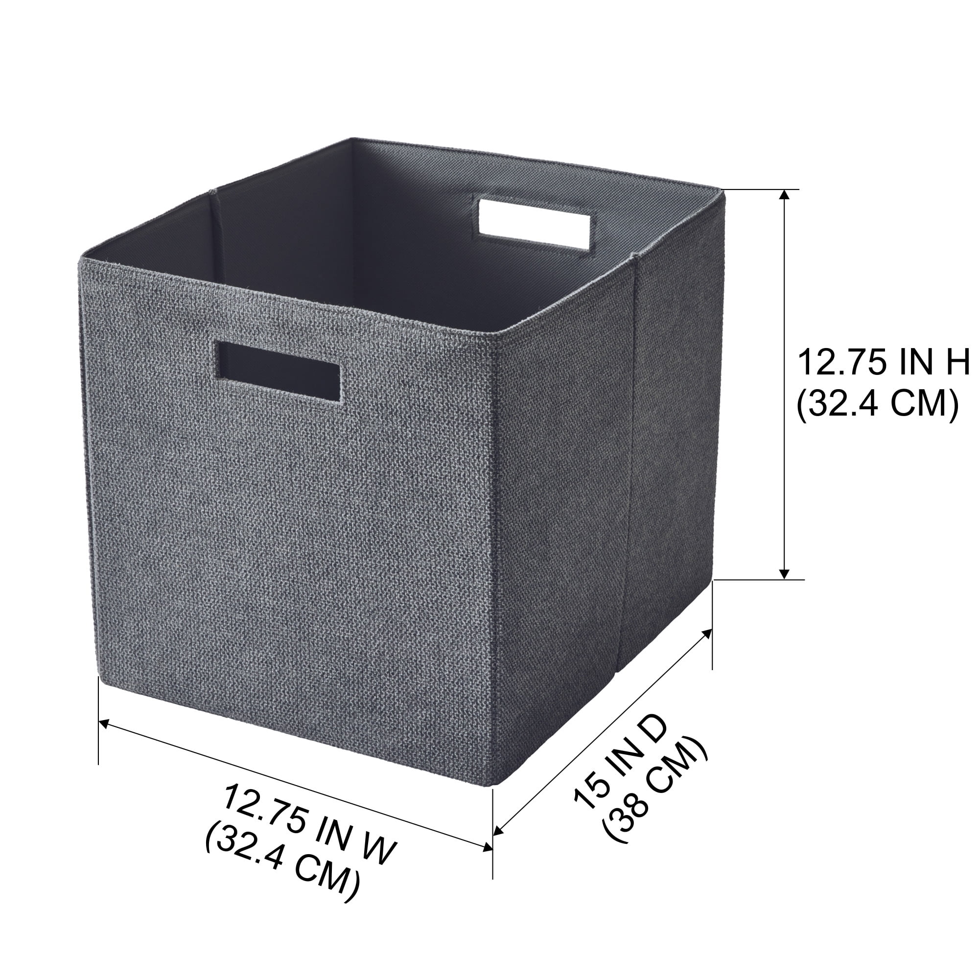 Better Homes & Gardens Fabric Cube Storage Bins (12.75" x 12.75"), Gray Textured, 2 Pack