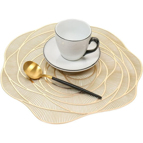 EONQY Round Placemats, 4 Pack Decorative Placemats Round Placemat PVC Placemats Hollow Table Place Mats Washable for Dining Table