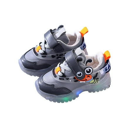 

Avamo Boys Girls Sneakers Magic Tape Crib Shoe Sport Athletic Shoes Unisex Trainers Kids Comfort Cartoon Fashion Sneaker Gray 4.5C