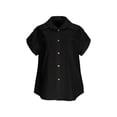 thumbnail image 6 of Fewfanhot Womens Casual Tops Short Sleeve Shirts V Neck Collared Button Down Shirt Tops with Pockets, 6 of 6