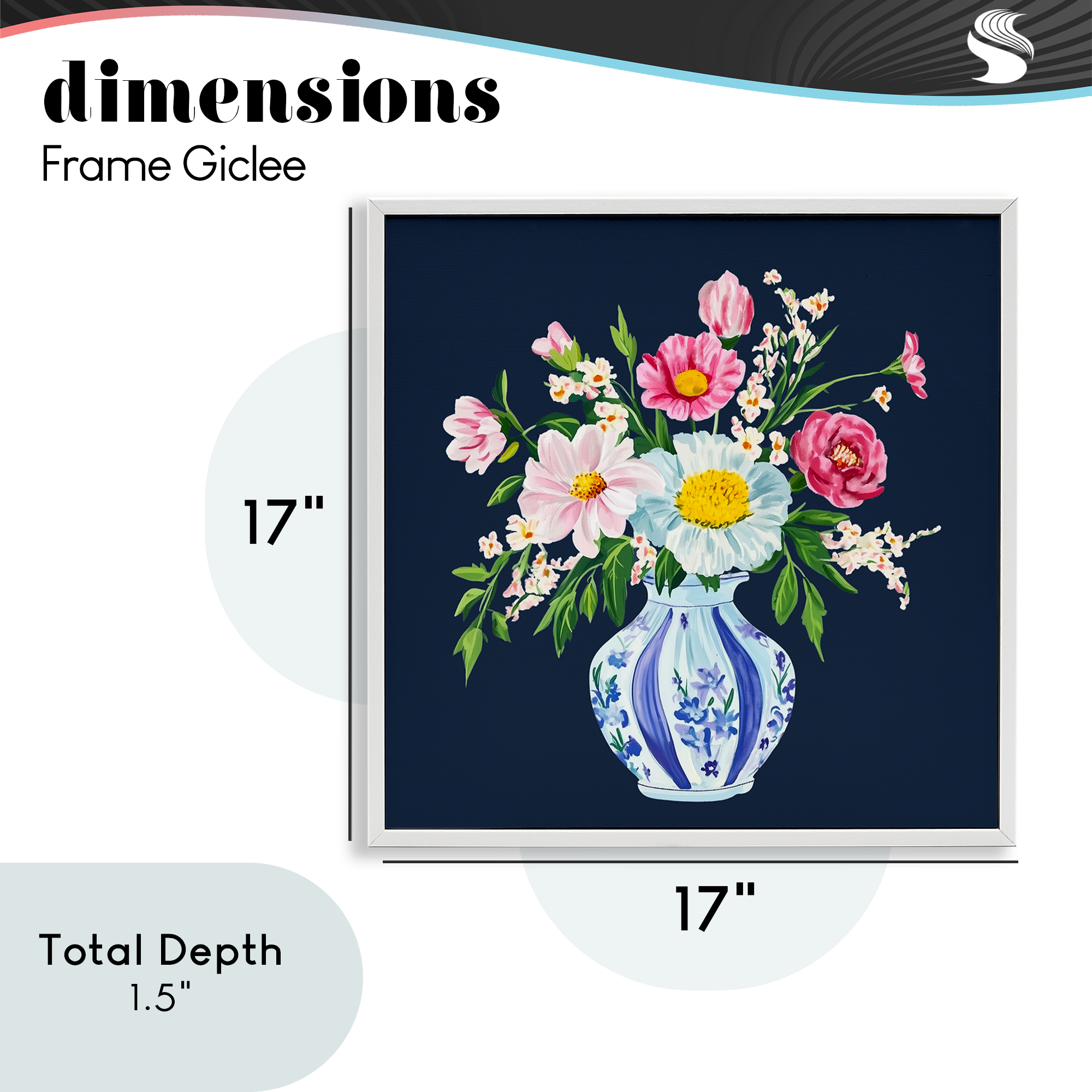 Spring Chinoiserie Vase White Framed Giclee Art, design by Yen