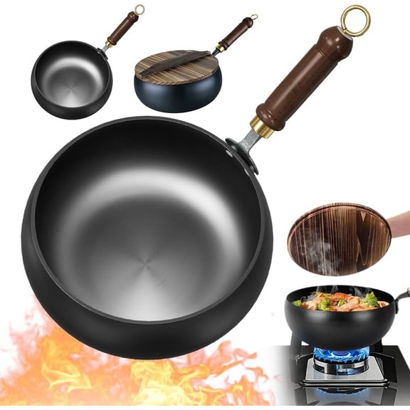 Japanese Iron Pan, Uncoated Thick Iron Pot, 9.45in Suitable for Pots On Electric Stoves, Induction Cookers And Gas Stoves