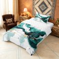 thumbnail image 2 of Manfei Elegant Abstract Ink Twin Comforter Sets, Marble Swirl Bedding Set, Teal White Gold, Reversible 2-Piece, 1 Comforter and 1 Pillowcase, 2 of 6