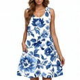 thumbnail image 5 of Viikei Womens Dresses Plus Size Spring,Women's Spring/Summer Casual Sleeveless Round Neck Fashion Floral Print Dress Sleeveless Round Neck Dress Multicolor L, 5 of 5