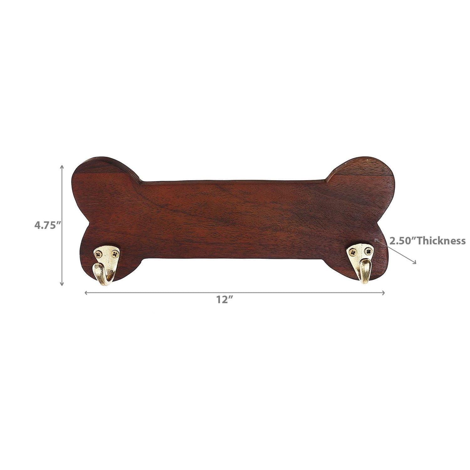 Forme D'Os En Bois Avec 2 Crochets D'Or