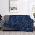 thumbnail image 2 of Honeii Snowflake Dark Blue print throw blanket, crafted from cozy cotton flannel, offers versatile home decor as a bedding suitable for all seasons.-50"x40", 2 of 6