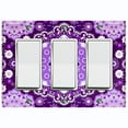 thumbnail image 1 of Metal Light Switch Plate Cover Purple White Snowflake Mandala Tile Pattern MDL087, 1 of 13