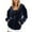Navy, variant on FamilyThread Women's Hoodie Long Sleeve Jacket Velour Outerwear Casual Full Zip Up Loose Tops