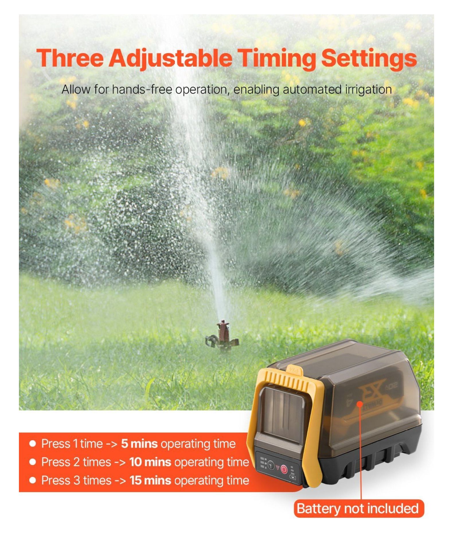 Cordless Water Transfer Pump for Dewalt 20V MAX, Submersible Pump 528 GPH, 66ft Lift, Brushless Motor, Garden Hose Included, Automatic Timer, Portable Utility Pump