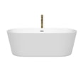 thumbnail image 2 of Carissa 67 Inch Freestanding Bathtub in White with Polished Chrome Trim and Floor Mounted Faucet in Brushed Gold, 2 of 5