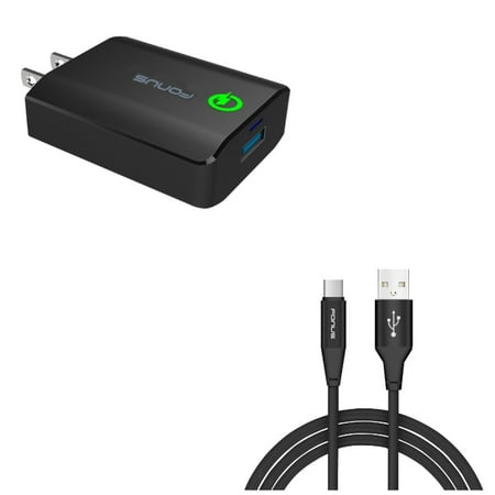 Type-C 6ft USB Cable w Fast 18W Home Charger Z8K for LG Q7 Plus, G Pad X II 10.1, V50 ThinQ 5G, Stylo 4 Plus, Google Nexus 5X, G8 ThinQ, G7 ThinQ, 5 - Microsoft Surface Go (10