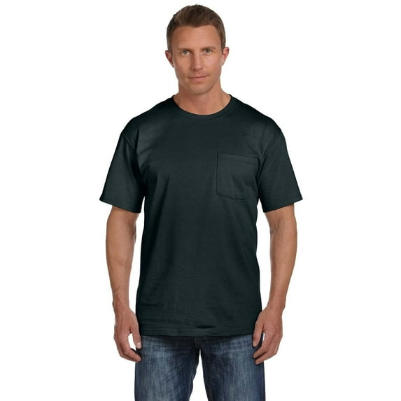 Fruit of the Loom Men's 100-percent Black Heavy Cotton HD Pocket Undershirt (Pack of 6) XXL
