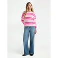 thumbnail image 2 of No Boundaries Striped Feather Sweater, Women's & Women's Plus, 2 of 5