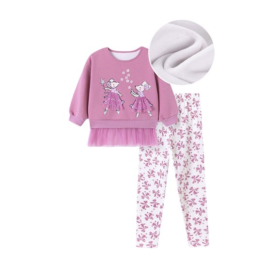 Bobifish Toddler Girls Outfit Sets Fall Winter Letter Print Crew Neck Long Sleeve Top Elastic Waist Leggings 2 Piece Sets