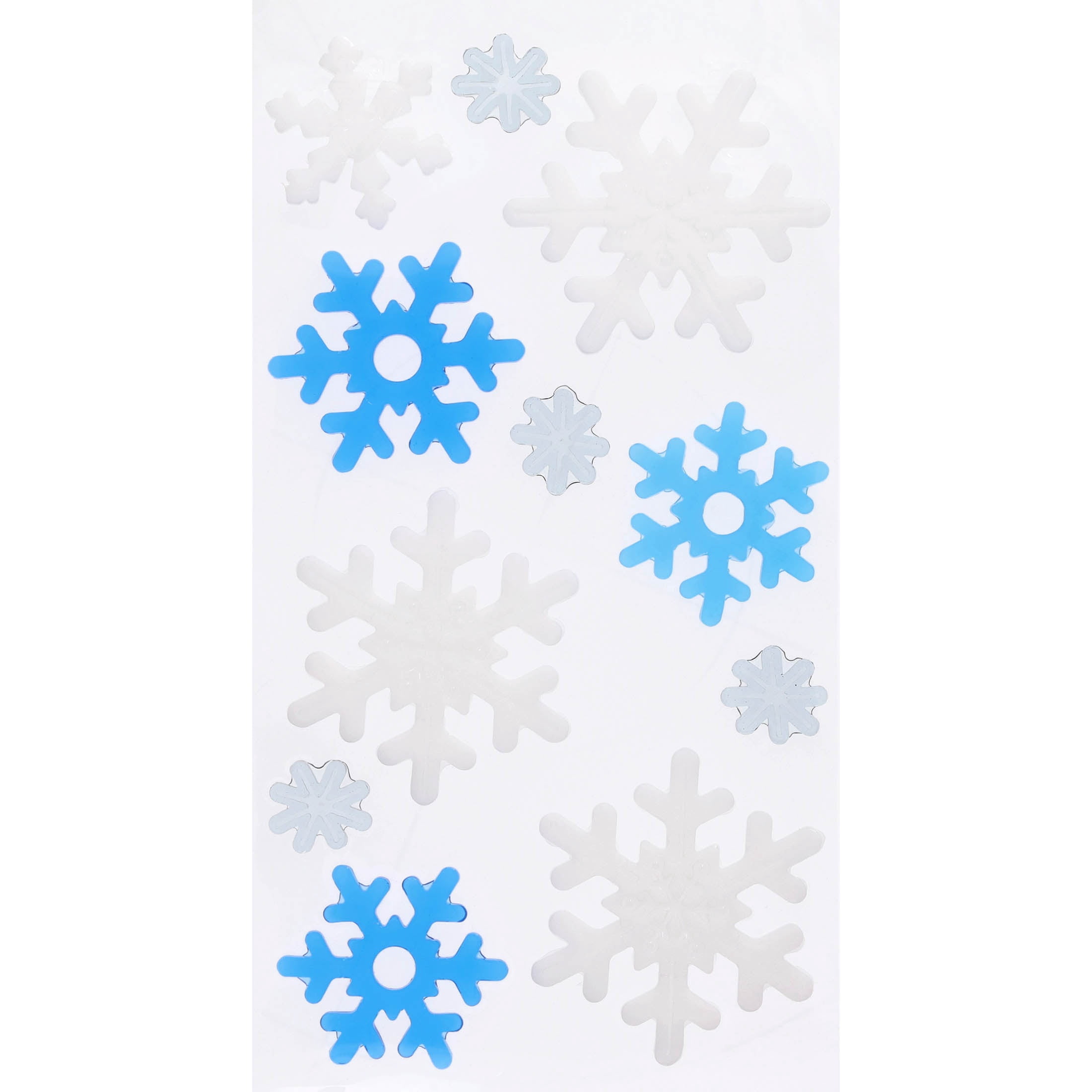 Snowflake Christmas Window Gel Clings, Blue and White, 5.5" x 11.8", by Holiday Time