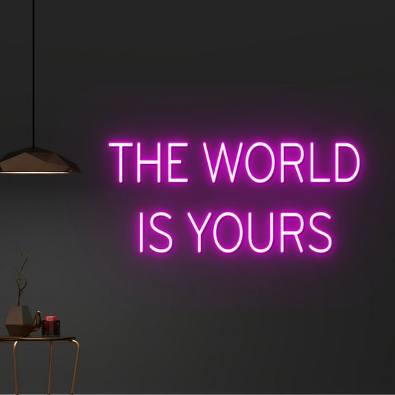 Handmadetneonsign Custom The World Is Yours Neon Sign, Custom Quote Name LED Light