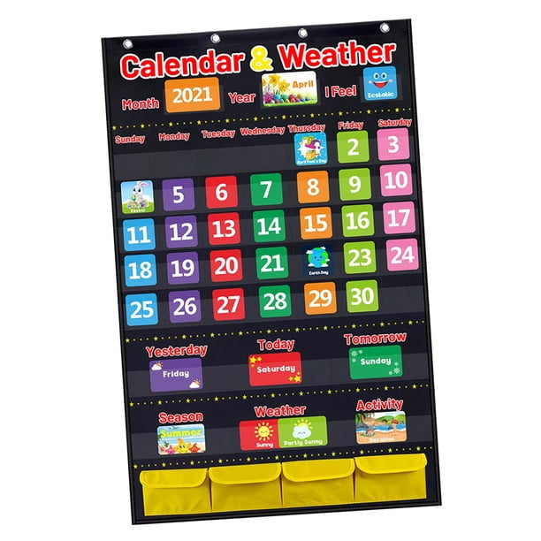 clima calendario niños Calendario Educativo de Tela para Colgar, Aprender Calendario Estudiantes, Juguete Educativo Niño Duradero y Resistente Polvo para Aprender Calendario Magideal clima calendario niños