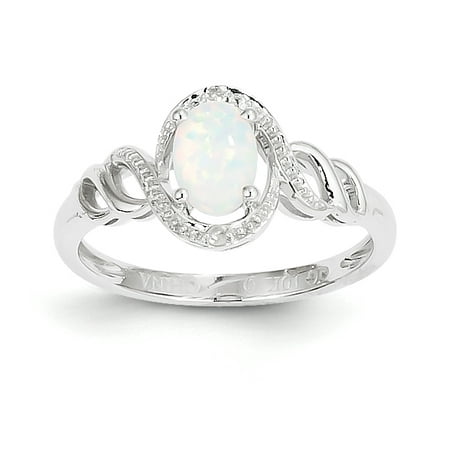 10k White Gold Opal Diamond Ring - Walmart.com