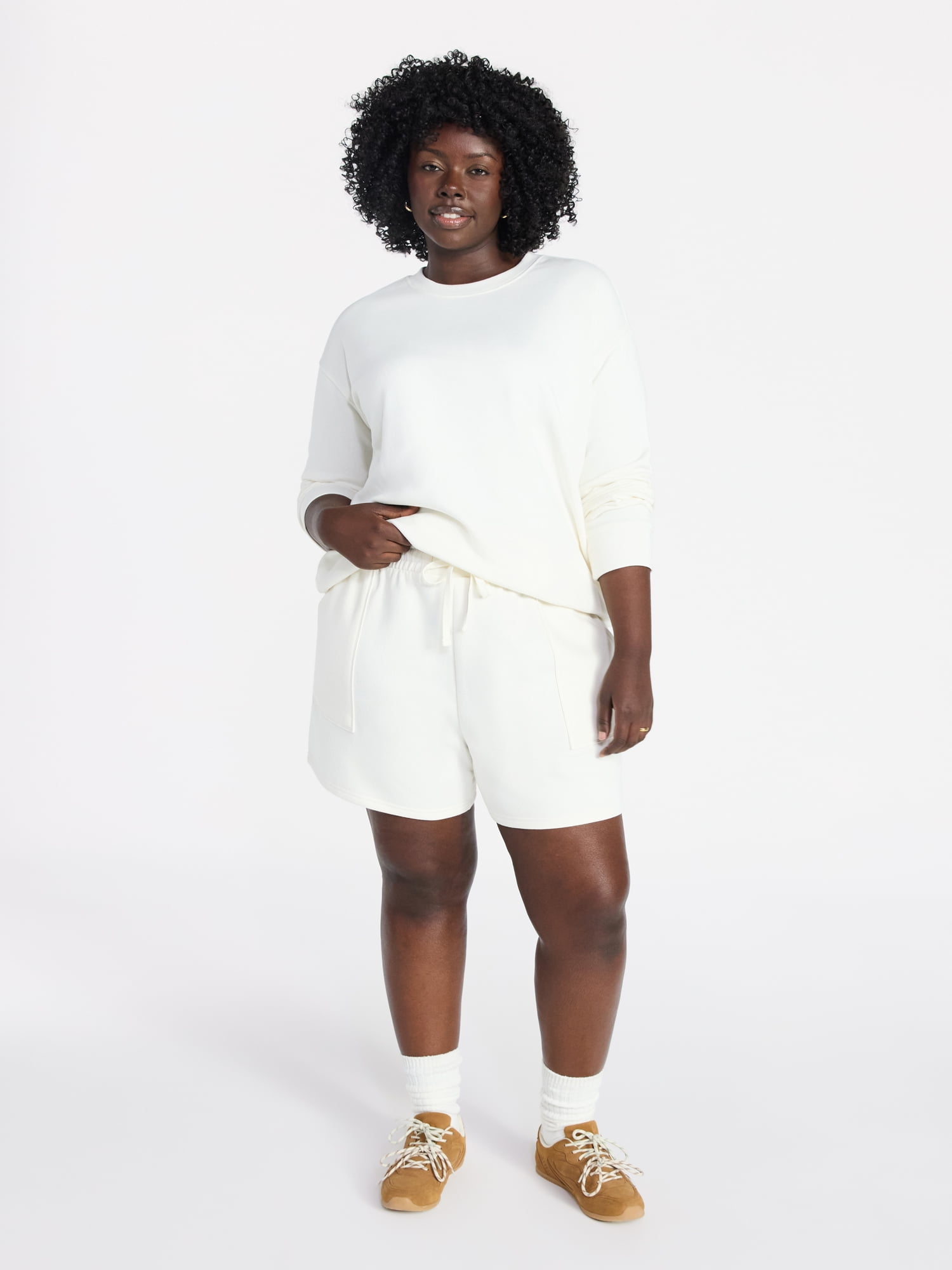 Terra & Sky Women's Plus Size Fleece Shorts with Pockets, Sizes 0X-5X