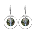 thumbnail image 1 of Waterfall Forestry Science Nature Scenery Earrings Dangle Hoop Jewelry Drop Circle, 1 of 3