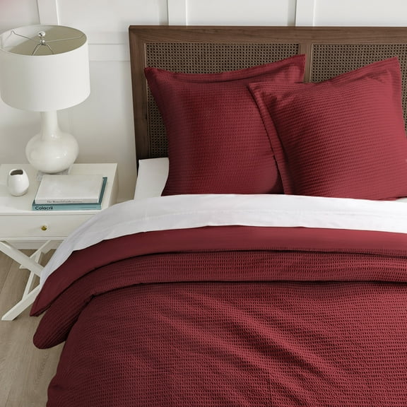 Levtex Home - Cloud Waffle Red Euro Sham - Waffle Weave - Red - One Euro Sham (26 x 26in.)- Cotton