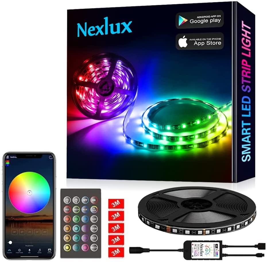 Nexlux WiFi LED Strip Lights, 16.4ft 150 LEDs Waterproof Smart Phone  Controlled Light Strip LED Kit 5050 LED Lights,Working with Android and iOS  System,Alexa, Google Assistant - Walmart.com