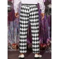 thumbnail image 3 of Unique Bargains Men's Argyle Pattern Pants Regular Fit Flat Front Party Prom Trousers 38 Black White, 3 of 6