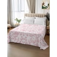 thumbnail image 2 of Pink Flower Flat Sheets Only Twin XL Size, Soft Breathable Bed Top Sheets for Mattress, Vintage Farmhouse Boho Leaf Spring Solid Luxury Bedding Flat Sheets for Home Hotel Bedroom Bed Protection, 2 of 9