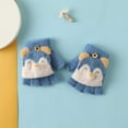 thumbnail image 2 of Gubotare Kids Mittens Cartoon Convertible Flip Top Gloves Toddler Kids Winter Wool Knit Fingerless Gloves with Mitten Cover for Girls Boys (Blue,3-6 Years), 2 of 9