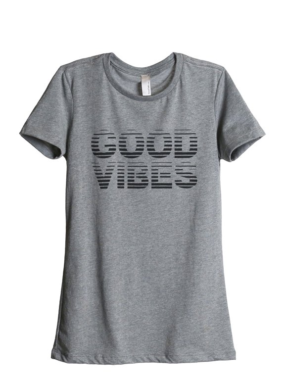 Good Vibes Women's Relaxed Crewneck T-Shirt Tee Heather Grey Small