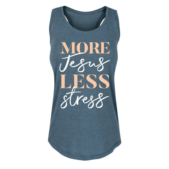 Solid Light - More Jesus Less Stress - Women's Racerback Tank