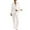 White, variant on Womens Pajamas Fuzzy Feather Trim Long Sleeve Button-Down Tops Pants 2 Piece Women Lounge Sets Womens Sleepwear
