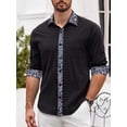 thumbnail image 3 of Camisa de vestir Barry.Wang negra para hombre de manga larga de negocios, 3 of 5