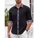 thumbnail image 3 of Camisa de vestir Barry.Wang negra para hombre de manga larga de negocios, 3 of 5