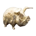 thumbnail image 2 of Estatua de cerdo de latón, recuerdo coleccionable creativo, figura decorativa moderna de animal. dorado brillante, 2 of 9