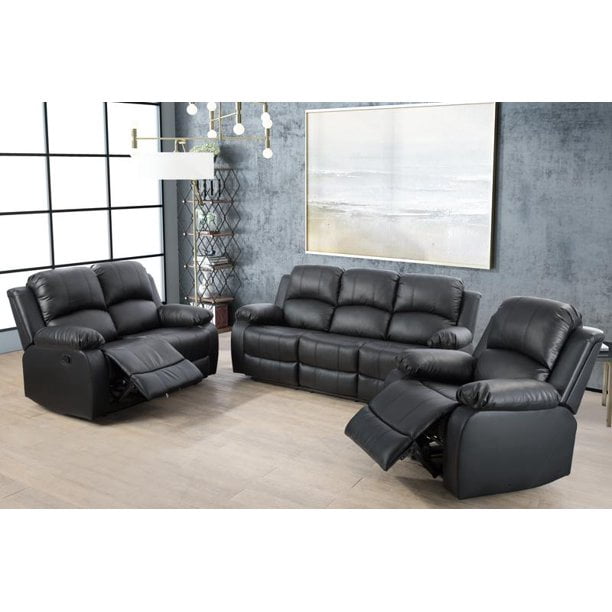 Ainehome Furniture 3 Pieces Recliner, Nailhead Reclining Sectional Sofa