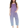 thumbnail image 3 of Girls Jumpsuit Kids Girls Summer V Neck Sleeveless Romper Colorful Gradient Print Loose Casual Jumpsuit with Pockets Toddler Romper Purple 5 Years-6 Years, 3 of 5