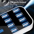 thumbnail image 3 of Intelligent Car Charger A9S with 8 USB Ports, 5V 1-2.4A Smart Fast Charging, LED Voltage & Current Display, 40W Max Output, DC12V-24V Input, Black and White Design, Compact Size 11.5*5.2*1.7cm, 3 of 6