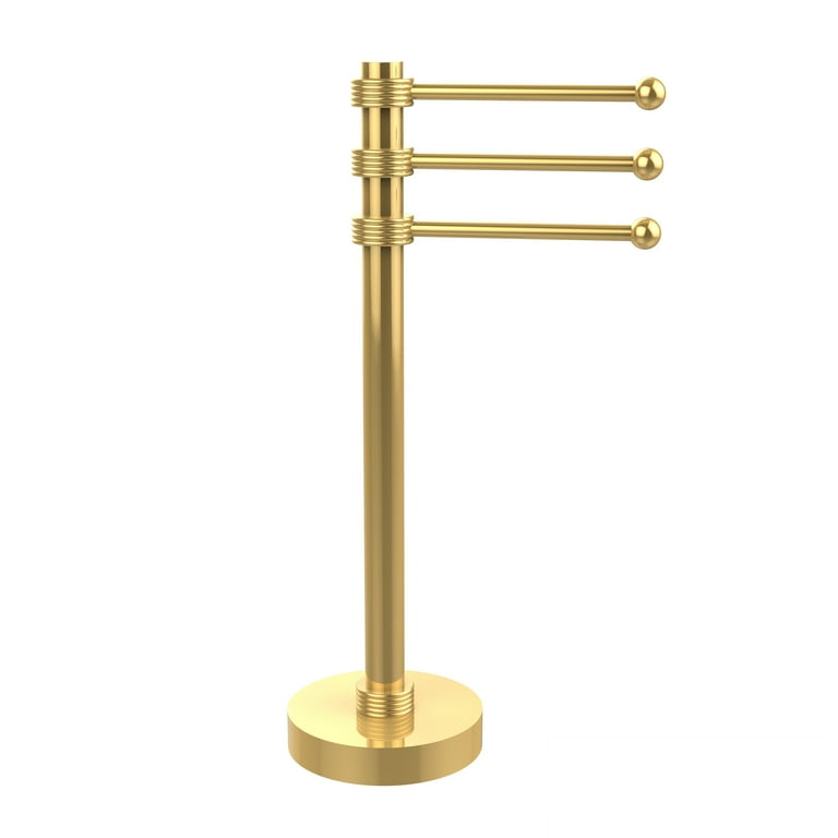 Allied Brass Vanity Top 3 Swing Arm Guest Towel Holder with Groovy Accents in Satin Chrome