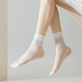 thumbnail image 2 of Zhengup 12 Pairs Women's Sheer Ruffle Socks Nude Stocking Summer Ultra Thin Cool See Through Silk Ankle Socks for Women, 2 of 7