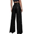 thumbnail image 6 of Harpily Women Plus Size Pants High Waisted Sequin Loose Drape Wide Leg Pants Fashion Casual Pants Black 3XL, 6 of 6