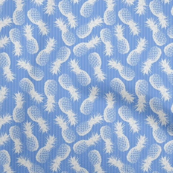 oneOone Georgette Viscose Light Blue Fabric Fruits Craft Projects Decor Fabric Printed By The Yard 42 Inch Wide