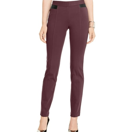 faux leather trim pants