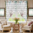 thumbnail image 5 of Swag Curtains Valances for Windows, Rabbit Easter Short Kitchen Window Curtains Over Sink, Eucalyptus Leaves White Flowers Cafe Curtains Panel Set Of 2,Rod Pocket, 36 Inches Length Gray White Plaid, 5 of 9