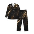 thumbnail image 1 of Balery Black And Gold Fire Dragon Pijama para Hombre de Dos Piezas con Manga Larga, Conjunto de Dormir y Descanso Suave con Bolsillos-Medium, 1 of 7