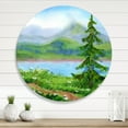 thumbnail image 2 of Designart 'Landscape River Spruce Near The Trail On A Hill' Traditional Circle Metal Wall Art 11x11 - Disc of 11, 2 of 5