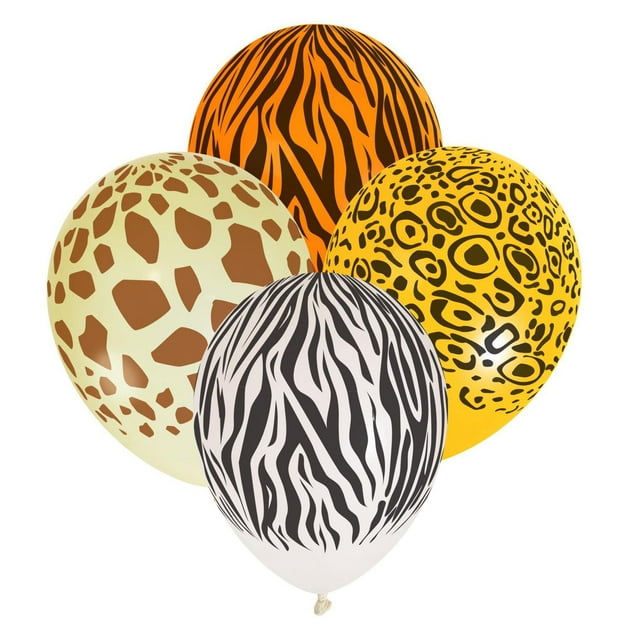 Way to Celebrate! 12" Multi-color Safari Latex Balloons, 8 Count